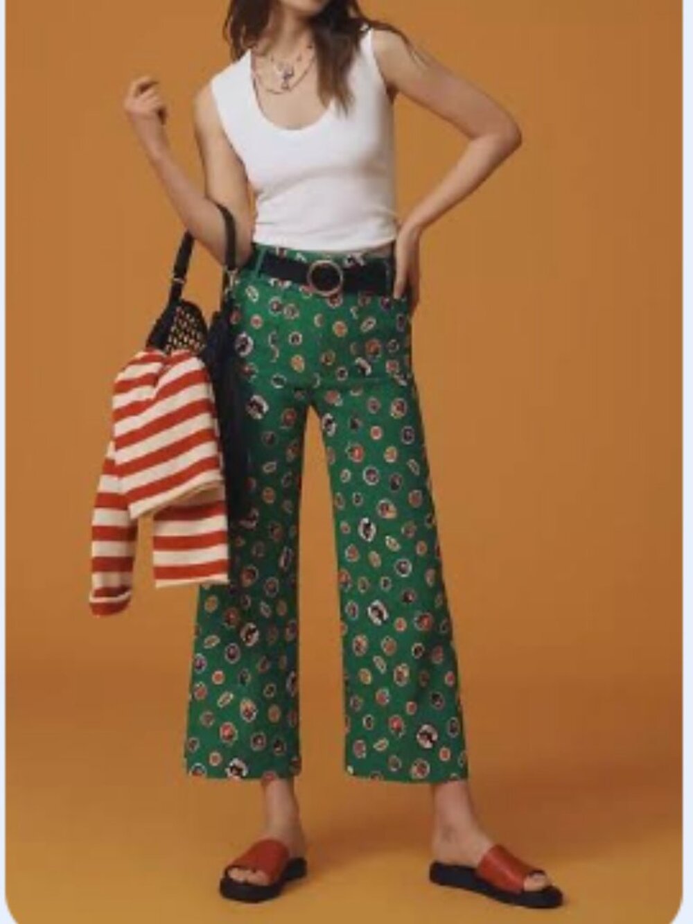 Anthropologie Maeve Colette pants, green patterned, size 8
